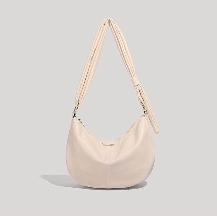 Elevated Arm-Friendly Leather Shoulder Bag White