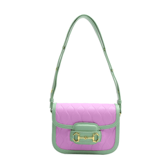 Embossed Color-Blocked Crossbody Bag with Metallic Accents