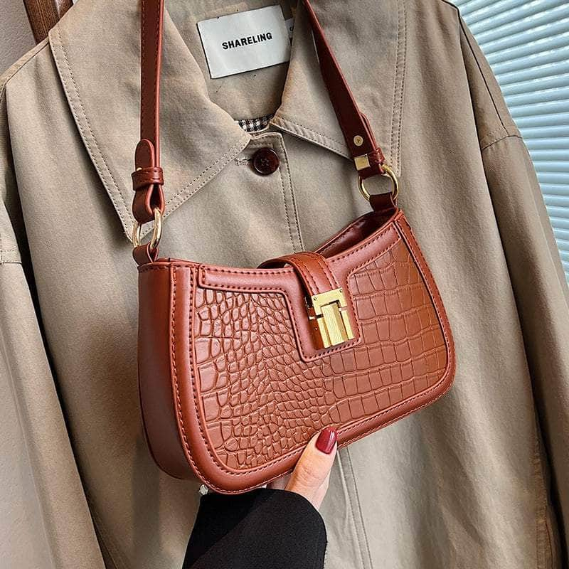 Embossed Crocodile Leather Crossbody Bag