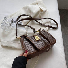 Embossed Crocodile Leather Crossbody Bag Coffee