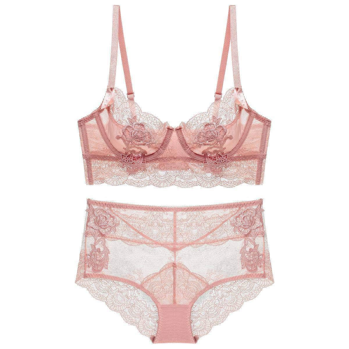 Embroidered Lace Bra Panty Set