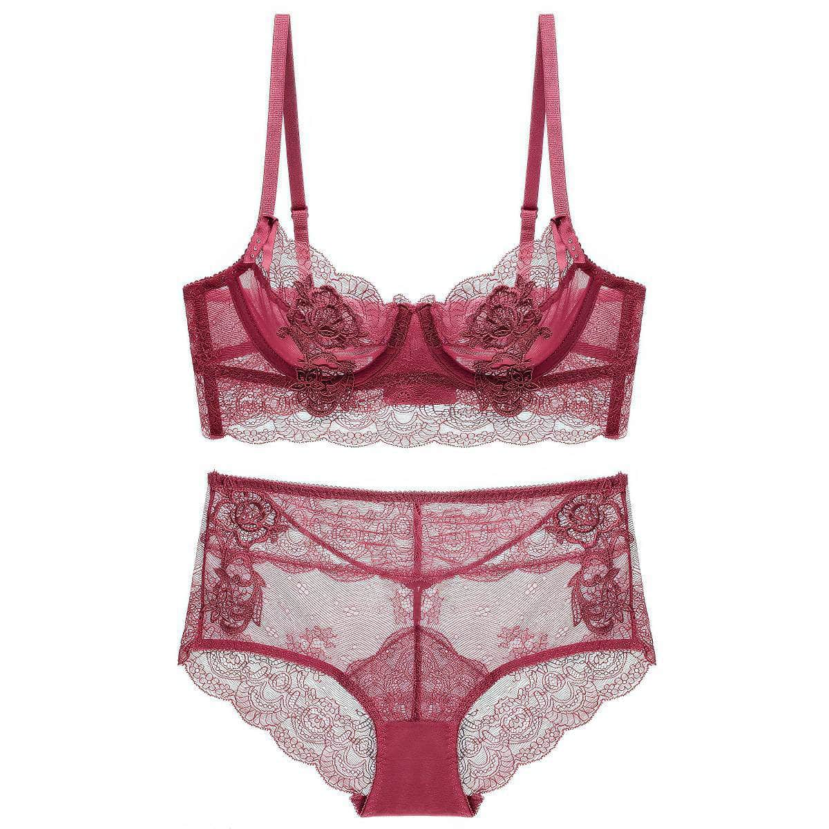 Embroidered Lace Bra Panty Set