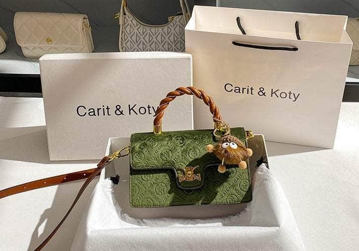 Emerald Color Block Gold Accented Mini Handbag