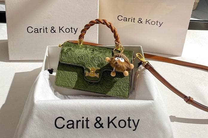 Emerald Color Block Gold Accented Mini Handbag