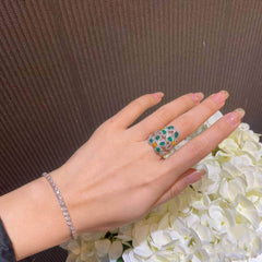 Emerald Crystal Gemstone Statement Cocktail Ring Green