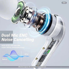 ENC Noise Canceling Wireless Bluetooth Earbuds - BT30 HiFi Stereo Headphones with Digital Display Charging Case, Waterproof for Gaming