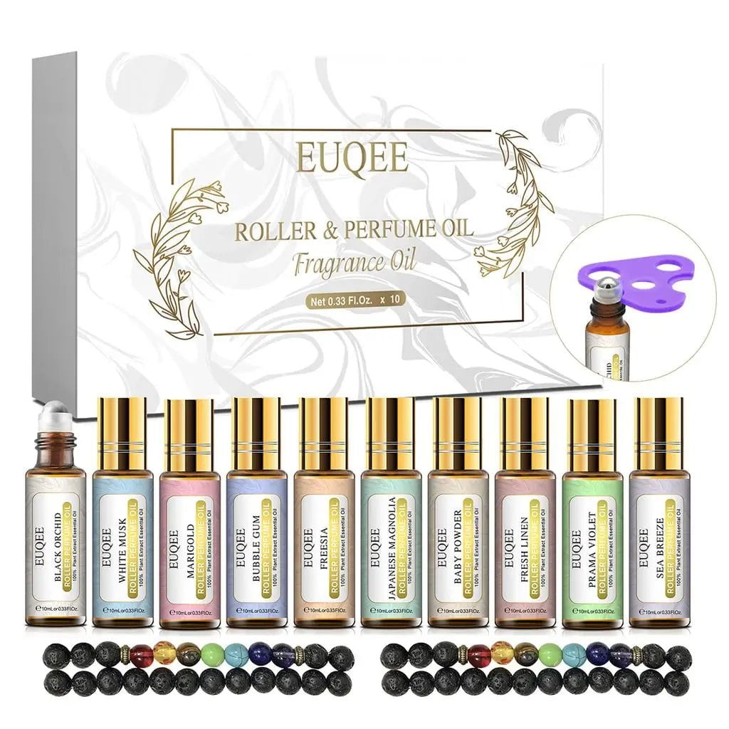 EUQEE 10PCS Natural Fragrance Oils Set: Coconut, Vanilla, Violet for Diffuser - Premium Fragrance Oil Gift Set 10PCS Perfume Oils / 10ml / CHINA