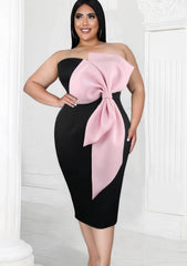 Exaggerated Bow Detailed Tube Dress US 4-6 / Pink