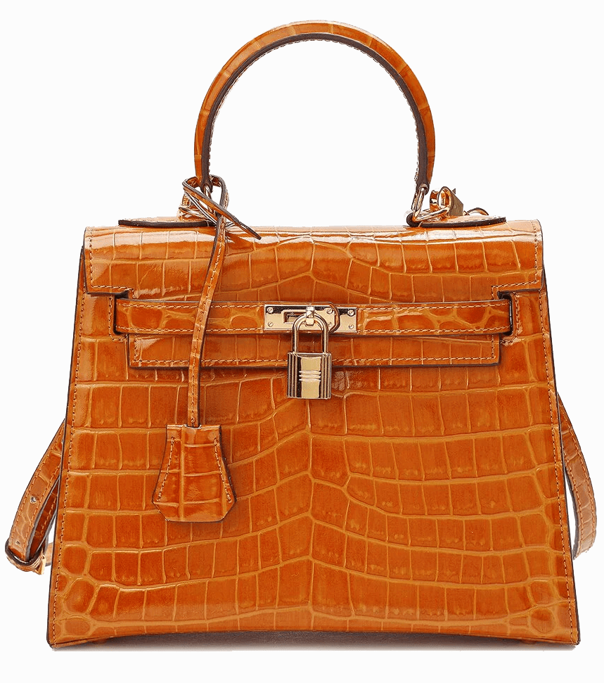 Exotic Alligator Skin Tote Handbag with Glossy Finish