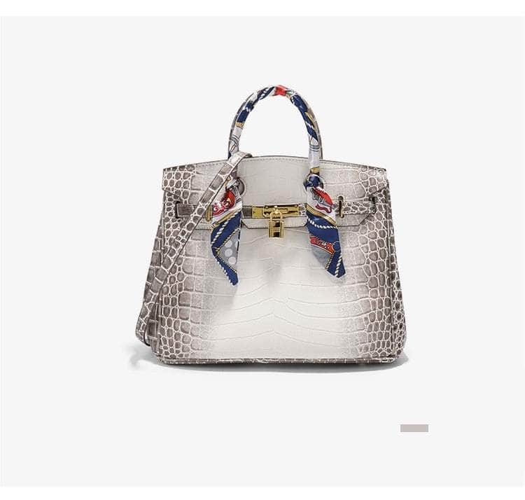 Exquisite Crocodile Handbag with Polished Gold Hardware