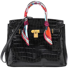 Exquisite Crocodile Handbag with Polished Gold Hardware