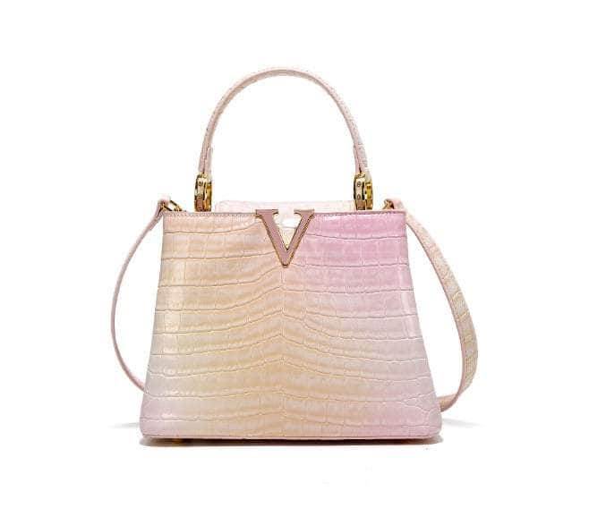 Exquisite Crocodile Print Leather Crossbody Purse Pink