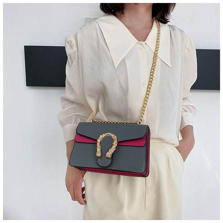 Exquisite Crossbody Bag with Snake Buckle