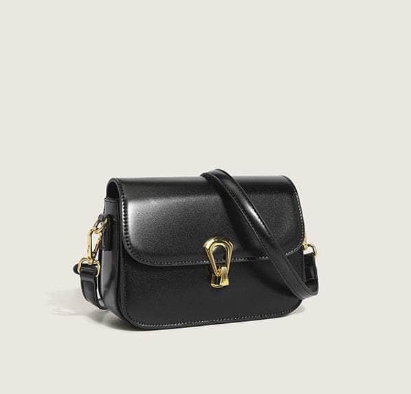 Exquisite Genuine Leather Shoulder Bag Black