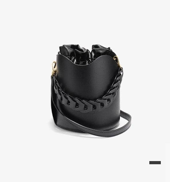 Exquisite Leather Bucket Bag Black