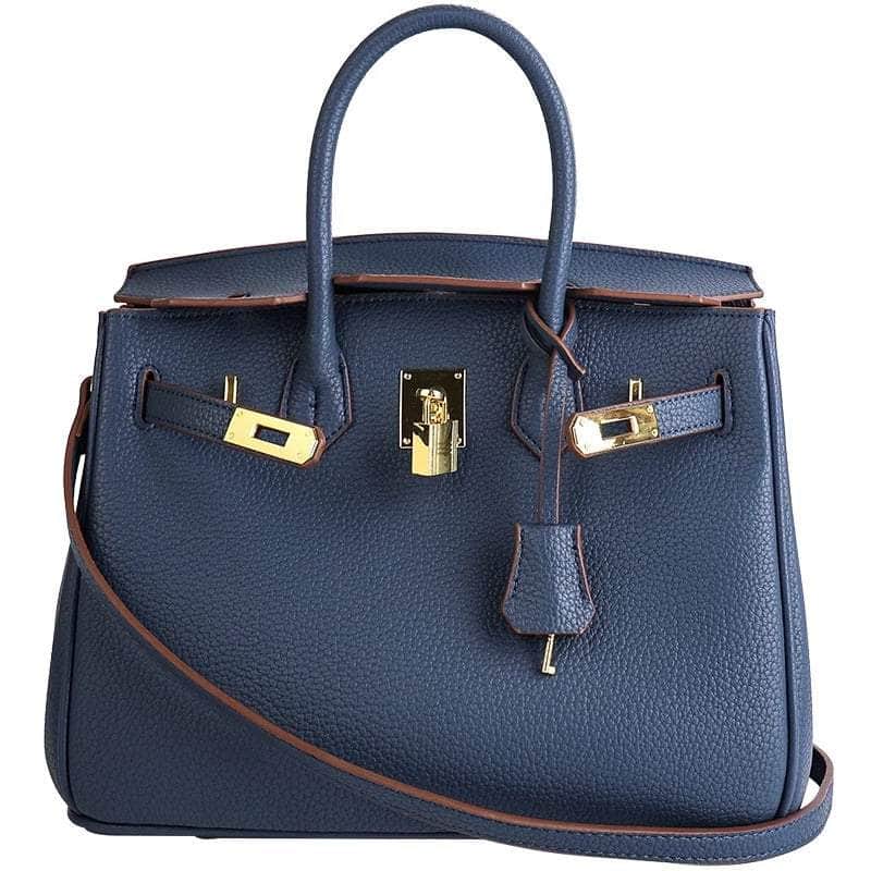 Exquisite Leather Handbag Blue / Large