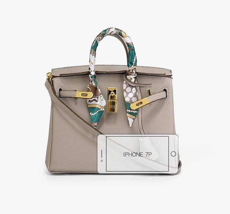 Exquisite Leather Handbag Gray / Small