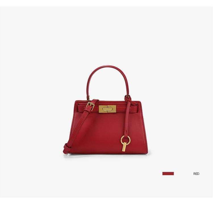 Exquisite Leather Handbag with Top Handle Red