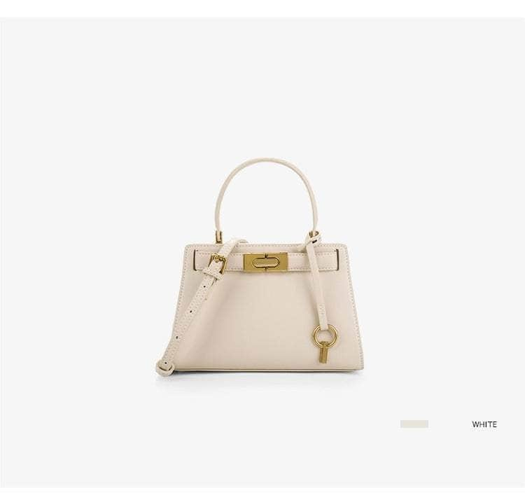 Exquisite Leather Handbag with Top Handle White