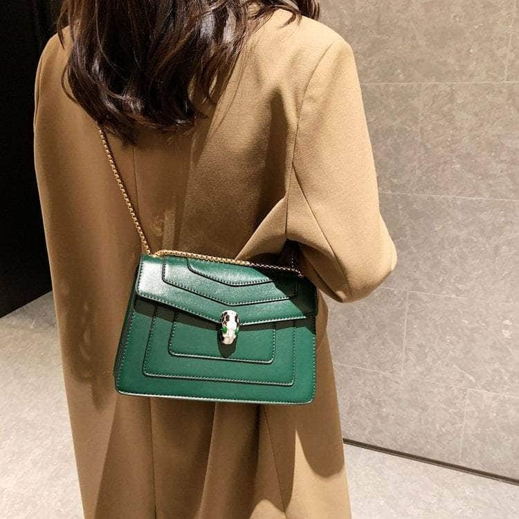 Exquisite Leather Shoulder Crossbody Bag with a Flap Closure Green