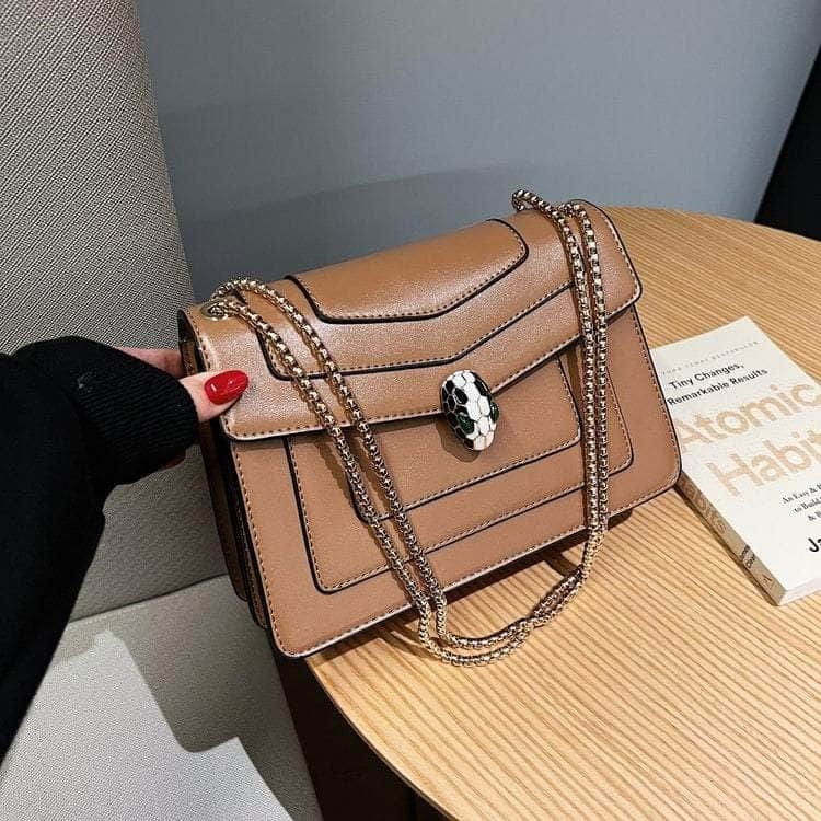 Exquisite Leather Shoulder Crossbody Bag with a Flap Closure Tan