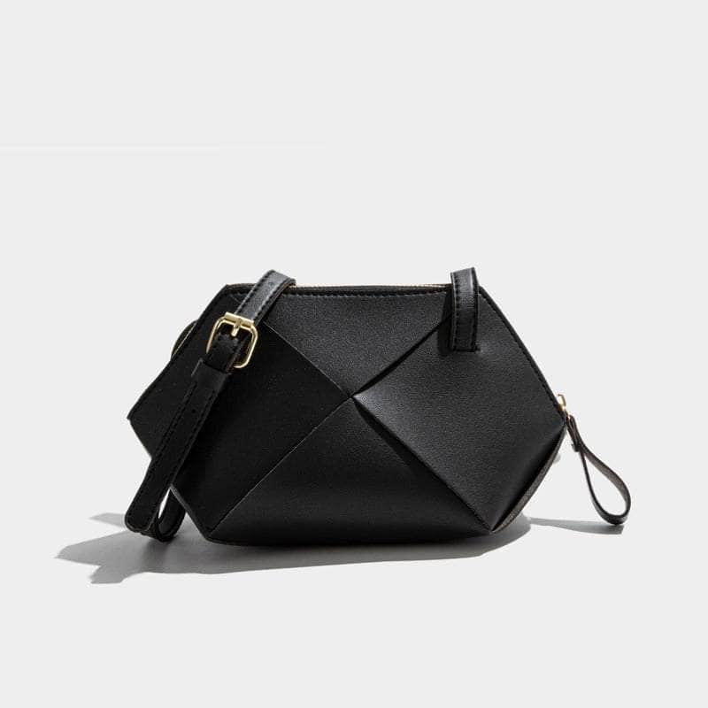 Exquisite One-Side Shoulder Crossbody Leather Bag Black