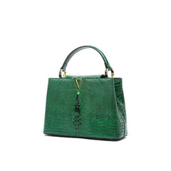 Exquisite Reptile-Inspired Leather Pattern Handbag