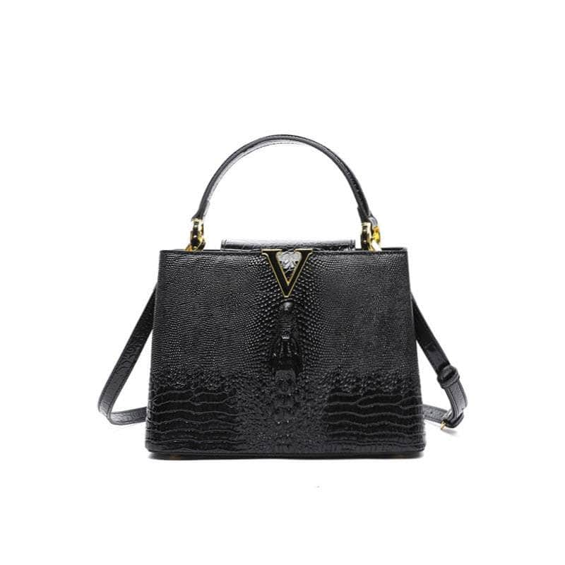 Exquisite Reptile-Inspired Leather Pattern Handbag