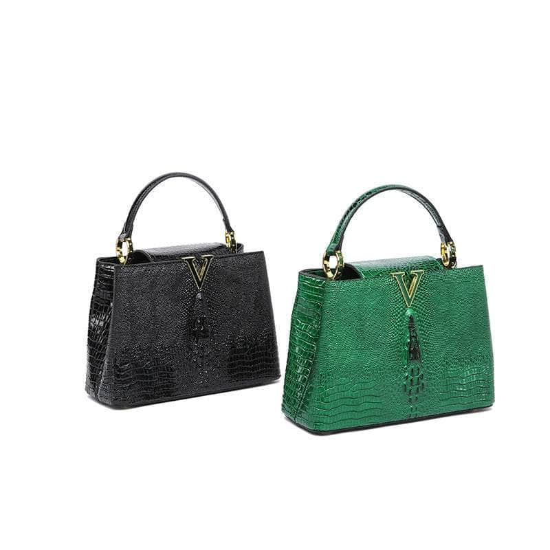 Exquisite Reptile-Inspired Leather Pattern Handbag