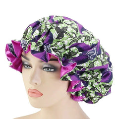 Extra Large African Pattern Satin Bonnet for Women PURPLE