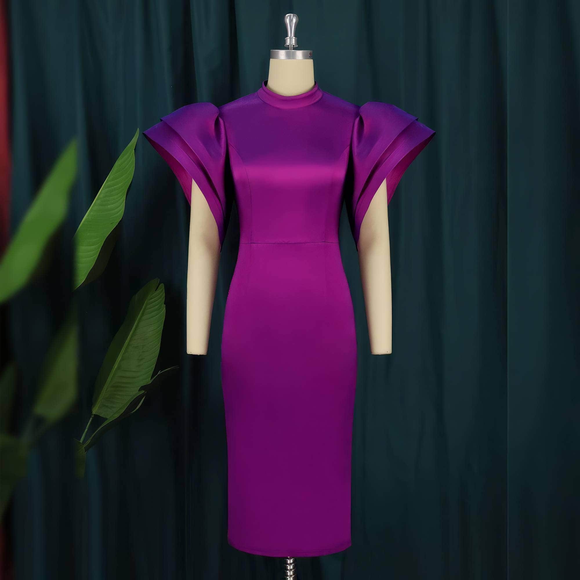 Extravagant Large Bell Sleeves Midi Bodycon Dress