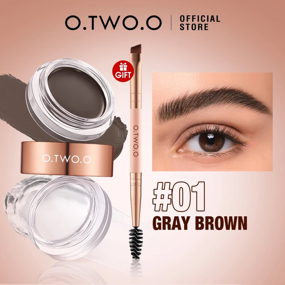 Eyebrow Pomade Brow Gel Wax: 2-IN-1 Waterproof Long Lasting Creamy Texture Eye Brow Tint Enhancers Cosmetics Makeup 01
