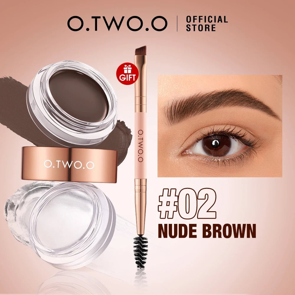 Eyebrow Pomade Brow Gel Wax: 2-IN-1 Waterproof Long Lasting Creamy Texture Eye Brow Tint Enhancers Cosmetics Makeup 02