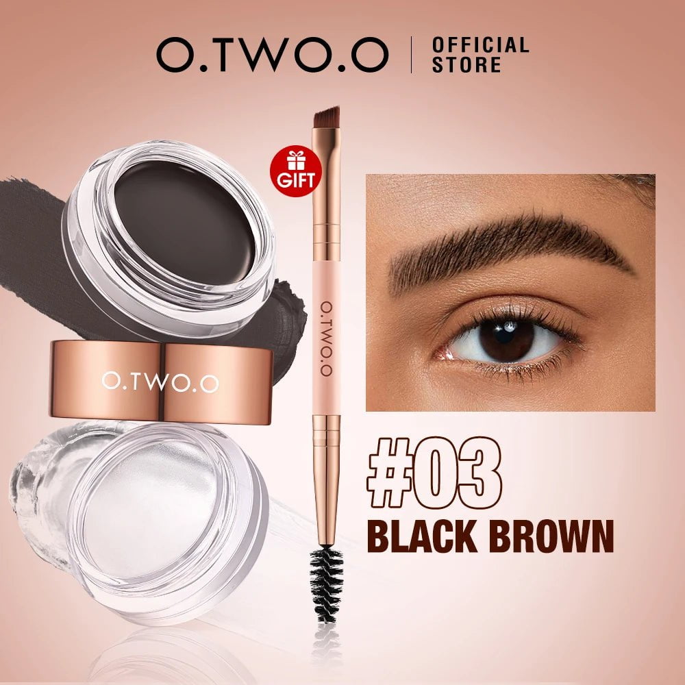 Eyebrow Pomade Brow Gel Wax: 2-IN-1 Waterproof Long Lasting Creamy Texture Eye Brow Tint Enhancers Cosmetics Makeup 03