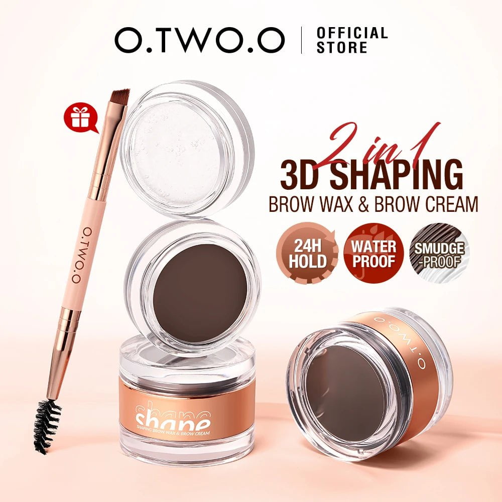 Eyebrow Pomade Brow Gel Wax: 2-IN-1 Waterproof Long Lasting Creamy Texture Eye Brow Tint Enhancers Cosmetics Makeup