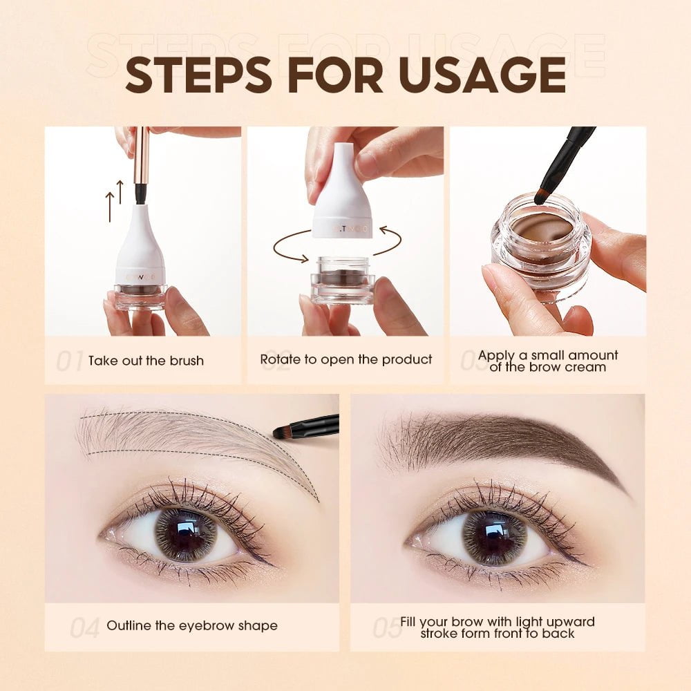 Eyebrow Pomade: Brow Mascara, Natural Waterproof, Long Lasting Creamy Texture - 4 Colors Tinted, Sculpted Brow Gel with Brush