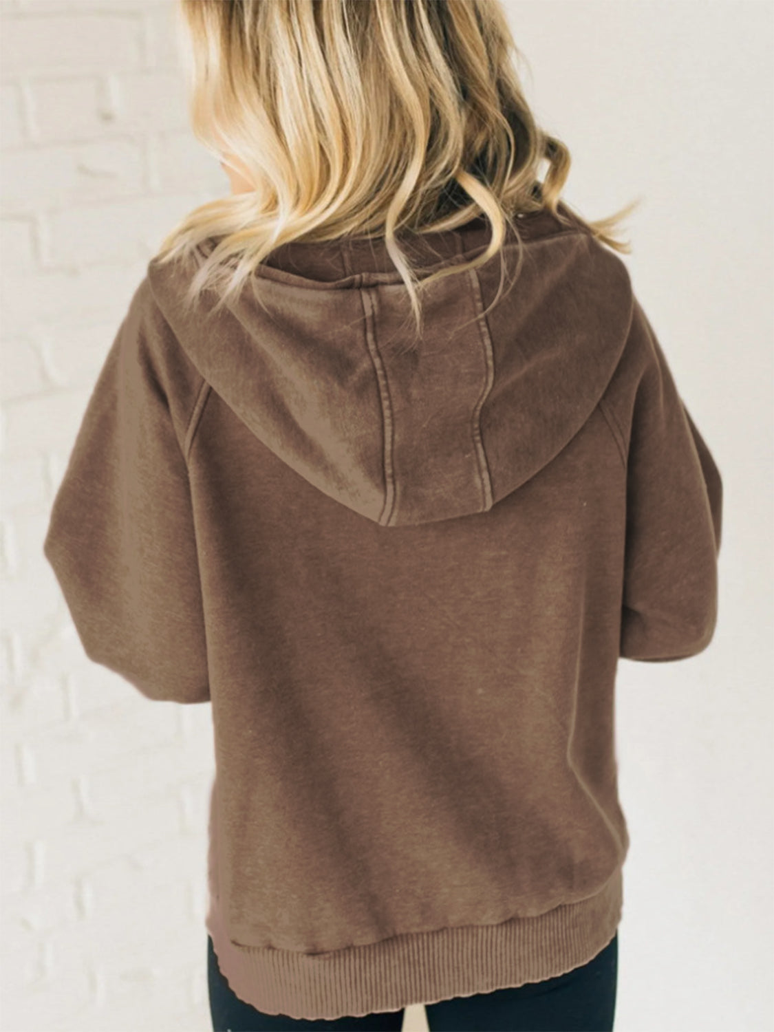 Half Zip Kangaroo Pocket Long Sleeve Hoodie