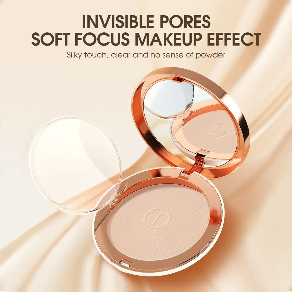 Face Setting Powder: Cushion Compact, Oil-Control, 3 Colors Matte, Smooth Finish - Concealer Makeup Pressed Powder