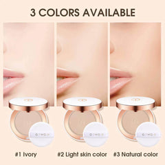 Face Setting Powder: Cushion Compact, Oil-Control, 3 Colors Matte, Smooth Finish - Concealer Makeup Pressed Powder