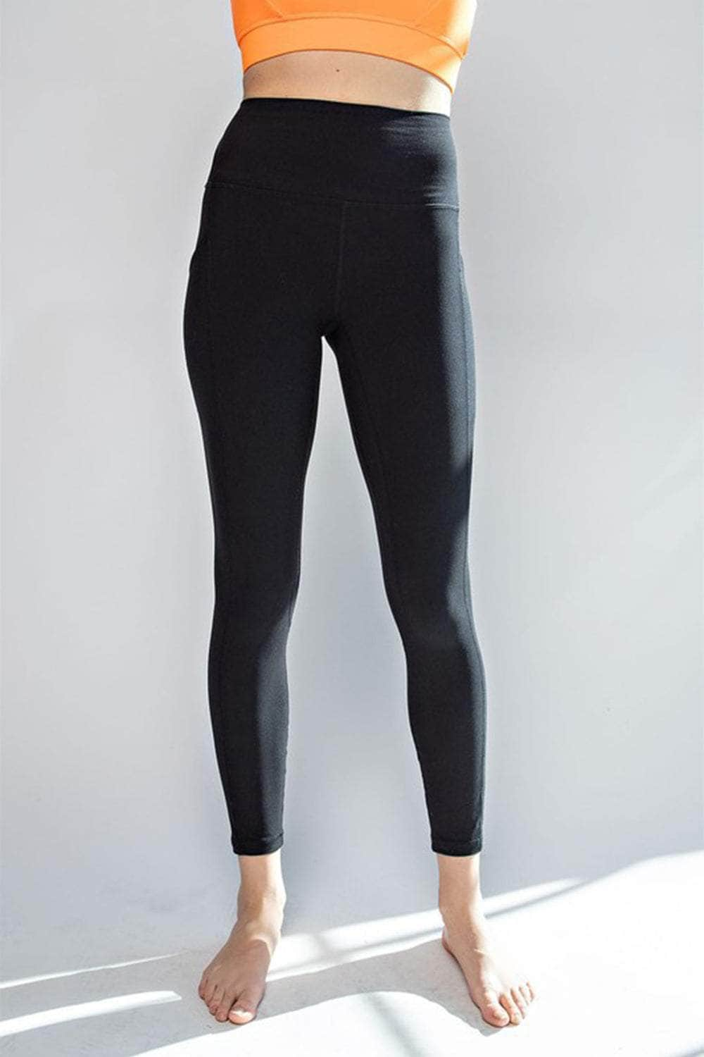 Faith Apparel High Waist Wide Waistband Leggings Black / S