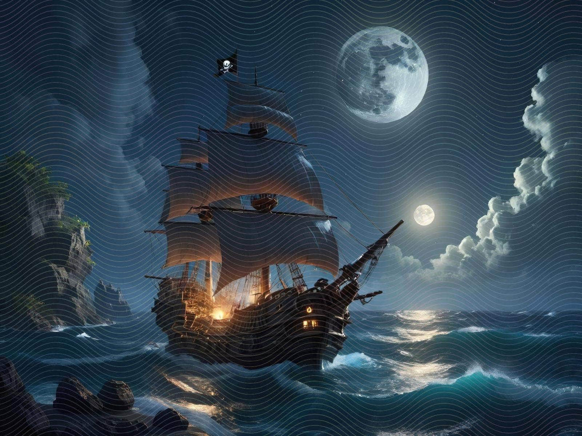 Fantasy Full Moon Pirate War Ship