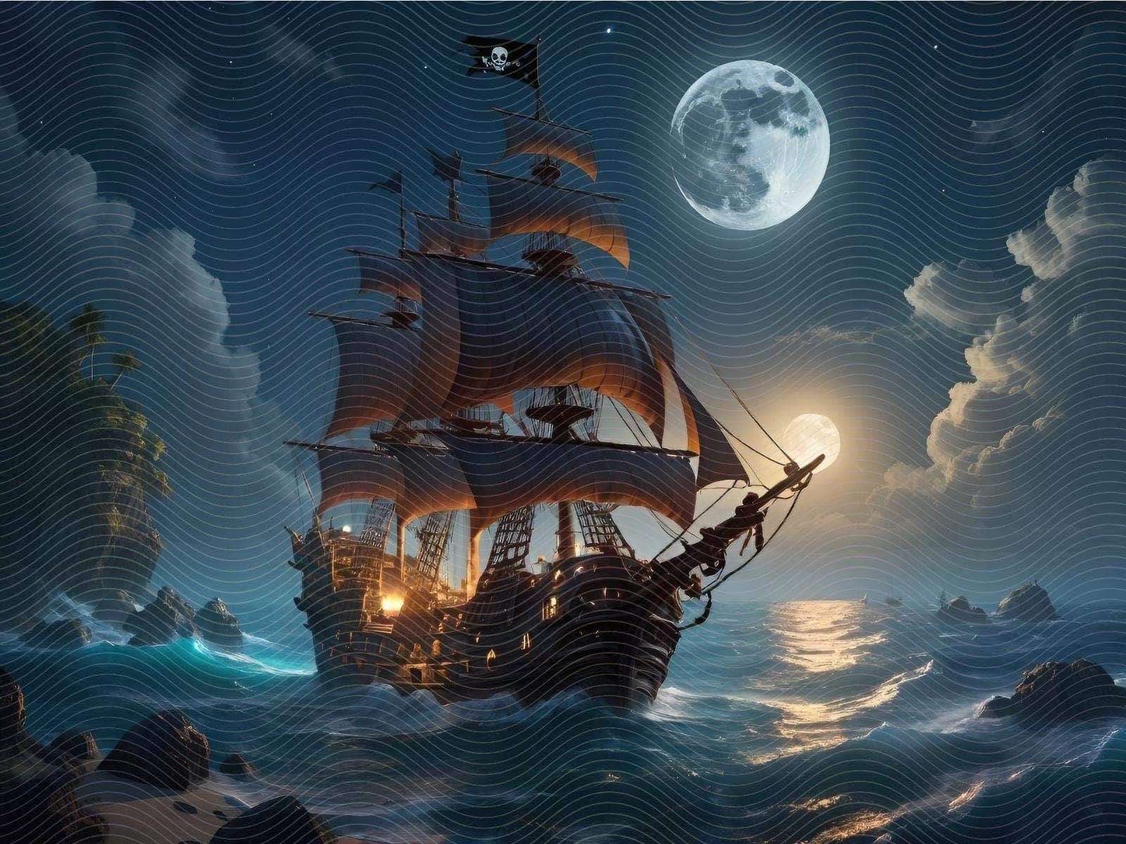 Fantasy Full Moon Pirate War Ship