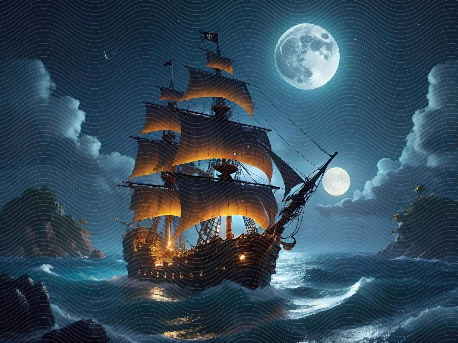 Fantasy Full Moon Pirate War Ship