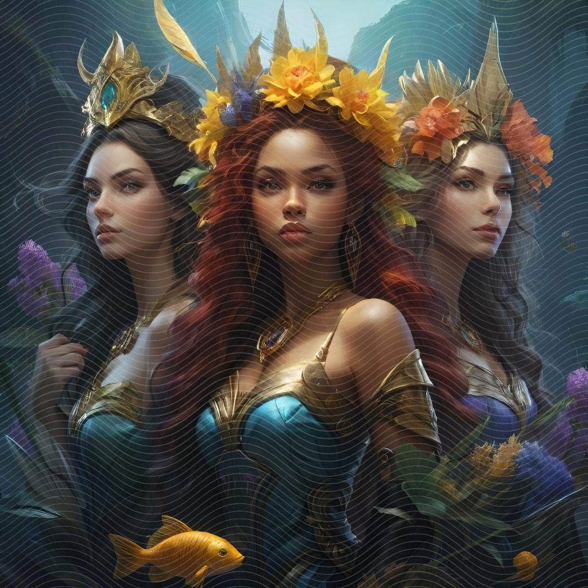 Fantasy Portrait Art Of Three Celestial Women
