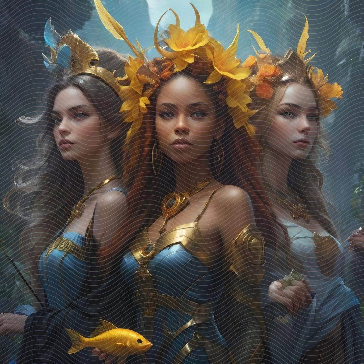 Fantasy Portrait Art Of Three Celestial Women