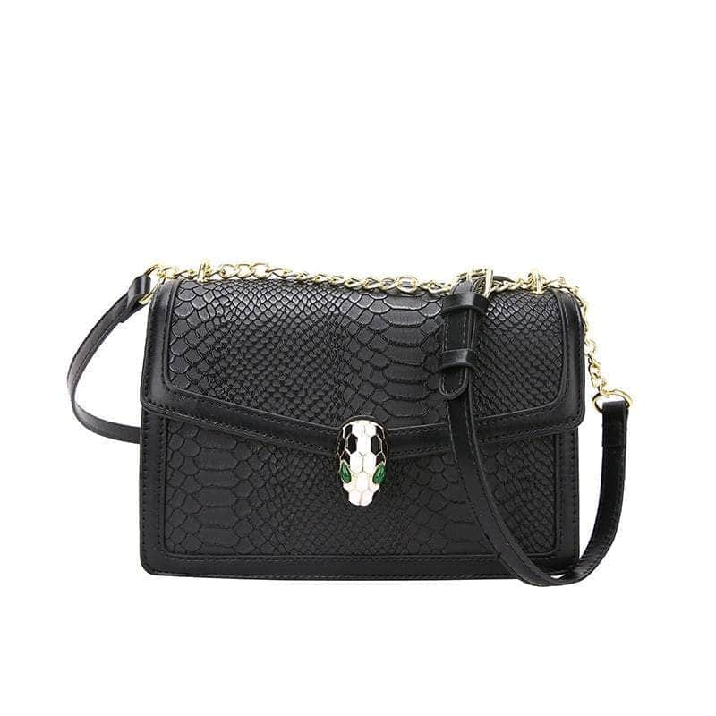 Fashion-Forward Square Bag with Snake Buckle