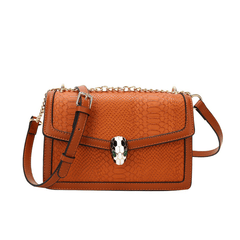 Fashion-Forward Square Bag with Snake Buckle Brown