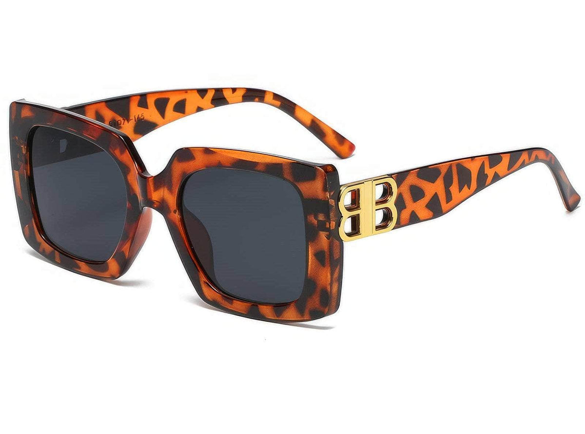 Fashion Large Frame Sunglasses leopard grain/black / Resin