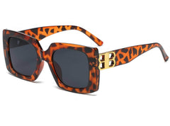 Fashion Large Frame Sunglasses leopard grain/black / Resin