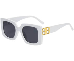 Fashion Large Frame Sunglasses white/black / Resin